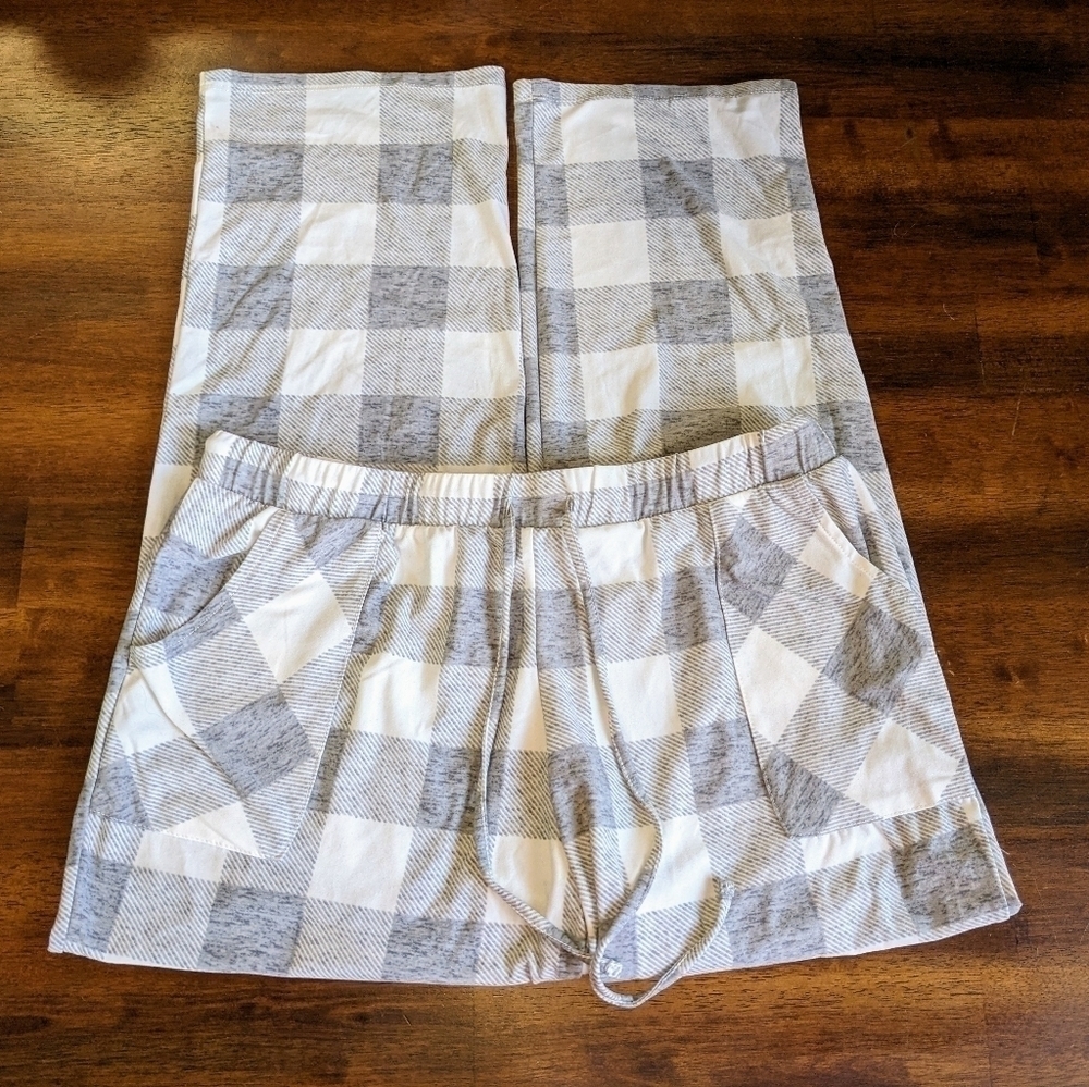 Lucky Brand Gray & White Plaid Soft PJ Pants
